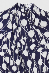 Mirabello Dress Navy And Ivory Abstract Print Crepe