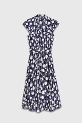 Mirabello Dress Navy And Ivory Abstract Print Crepe