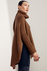 Alma Knitted Poncho Toffee Merino