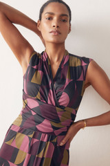 Vicenza Dress Multicoloured Large Geo Print Stretch Jersey