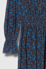 Vieste Dress Navy Multicolour Ditsy Floral Print Crinkled Silk Georgette
