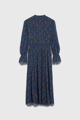 Vieste Dress Navy Multicolour Ditsy Floral Print Crinkled Silk Georgette