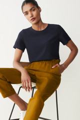 Roche Tee Navy Stretch Matt Silk Satin