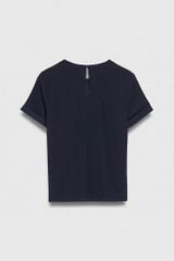 Roche Tee Navy Stretch Matt Silk Satin