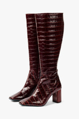 Modena 70 High Boot Chocolate Croc-Embossed Leather