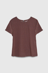 Porto Top Toffee Geo Print Silk