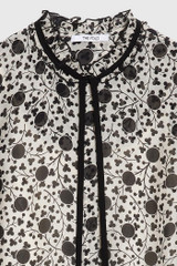 Albury Blouse Black And White Clover Print Silk Chiffon