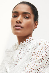 Orisini Top Ivory Broderie Anglaise Cotton-Poplin