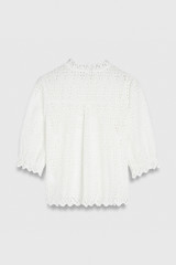 Orisini Top Ivory Broderie Anglaise Cotton-Poplin