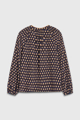 Corsica Blouse Navy Multicolour Ikat Geo Print Silk