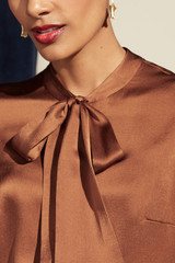 Deloraine Blouse Toffee Silk Satin