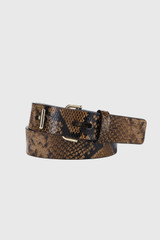 Hutton Belt Nougat Snake-Embossed Leather