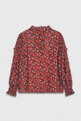 Edenvale Blouse Red Multicolour Ditsy Floral Print Crinkled Georgette