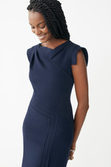 Elland Dress Navy Sculpt Stretch Crepe