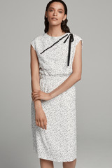 Aylesbury Dress Ivory Flock Spot Crepe