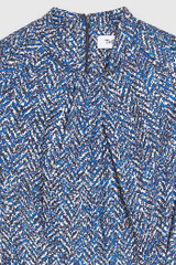Haslemere Dress Blue Herringbone Print Twill