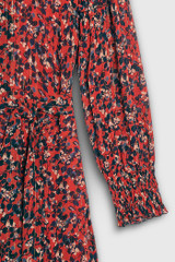 Edenvale Dress Red Multicolour Ditsy Floral Print Crinkled Georgette