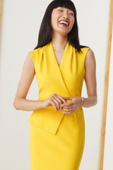 Hathaway Dress Primrose Yellow Sculpt Stretch Crepe
