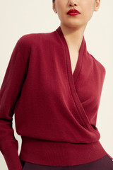 Howell Wrap Sweater Deep Red Cashmere