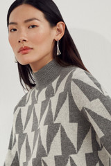 Montella Sweater Grey Intarsia Wool Cashmere