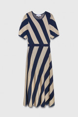 Elliston Slinky Knitted Dress Oyster And Blue