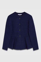 Drayton Peplum Knitted Jacket Indigo Merino