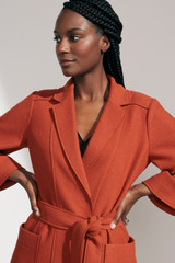 Harlow Coat Burnt Orange Boiled Wool Fine Boucle Harlow Coat Burnt Orange Boiled Wool Fine Boucle