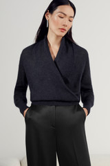 Calgary Wrap Sweater Midnight Blue Alpaca Blend