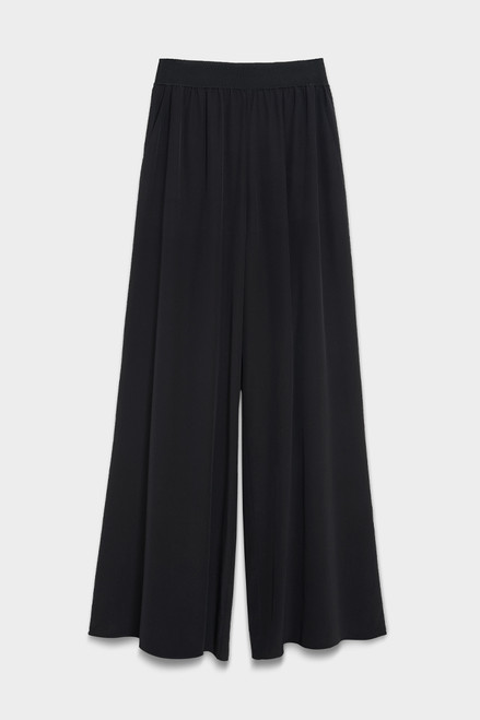 Balerno Elasticated Waist Palazzo Trousers Black Silk