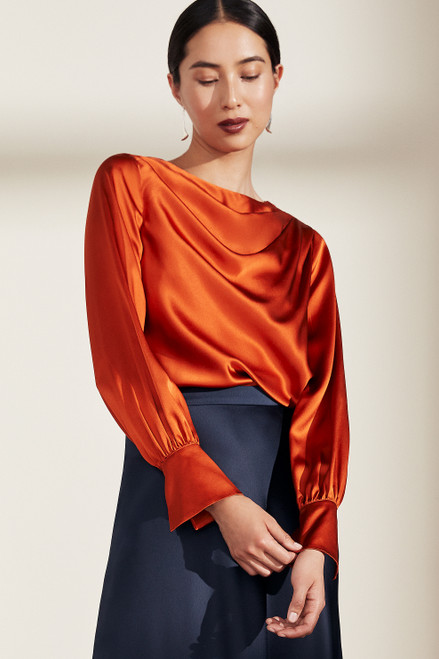 Melfi Blouse Amber Orange Silk Satin