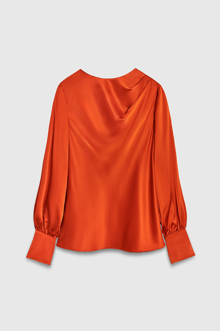Melfi Blouse Amber Orange Silk Satin