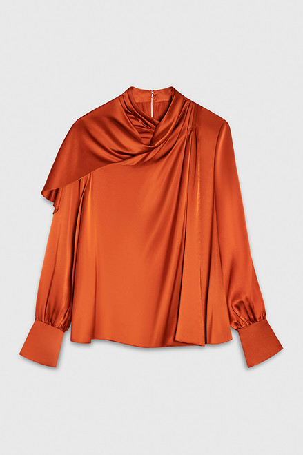 Knightsbridge Blouse Autumn Orange Silk Satin