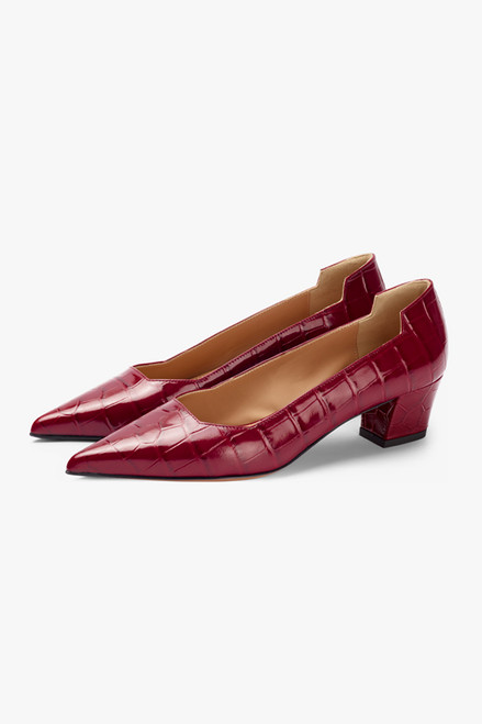 San Casciano 45 Raspberry Croc-Embossed Leather