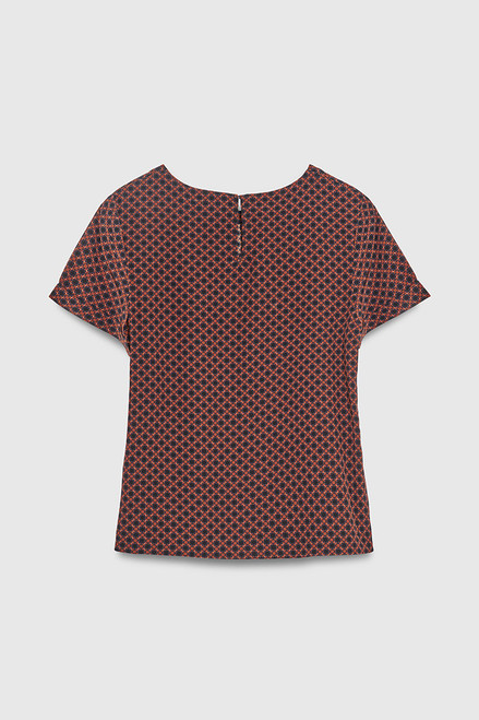 Porto Top Toffee Geo Print Silk