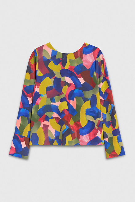 Ellesmere Blouse Multicoloured Brushstroke Print Silk