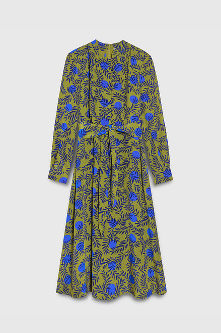 Remington Dress Chartreuse Print Silk