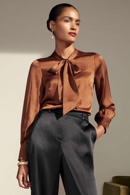 Deloraine Blouse Toffee Silk Satin