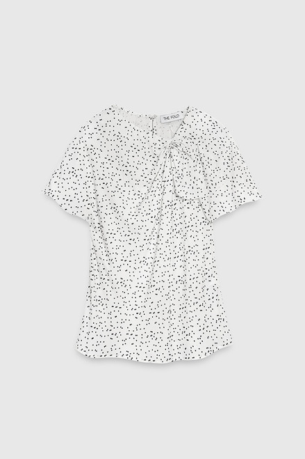 Langwell Top Ivory Flock Spot Crepe