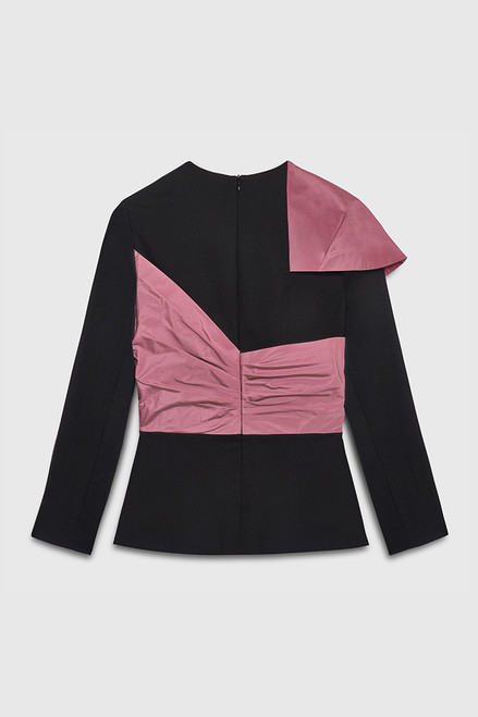Arundel Top Black Stretch Wool Crepe And Taffeta