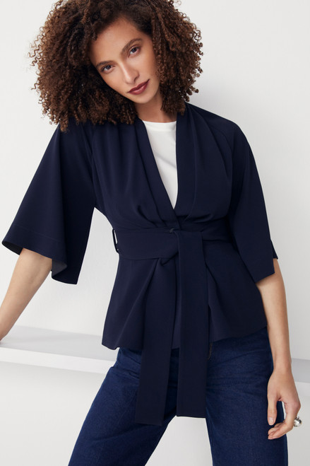 Clever Crepe Kimono Jacket Navy 1