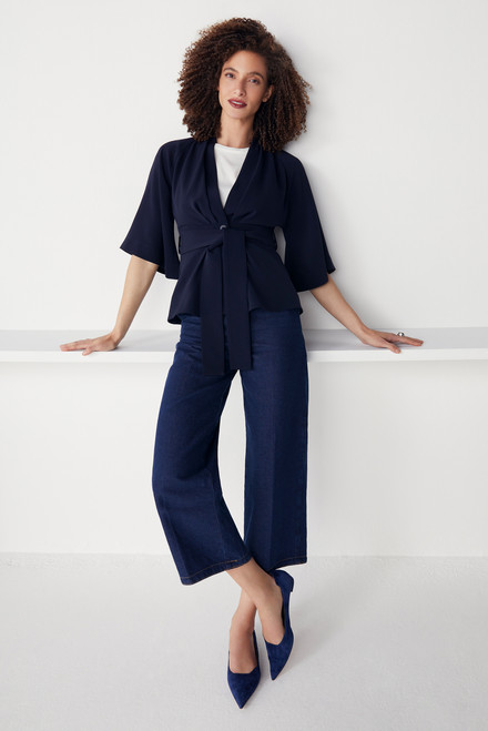 Clever Crepe Kimono Jacket Navy 1