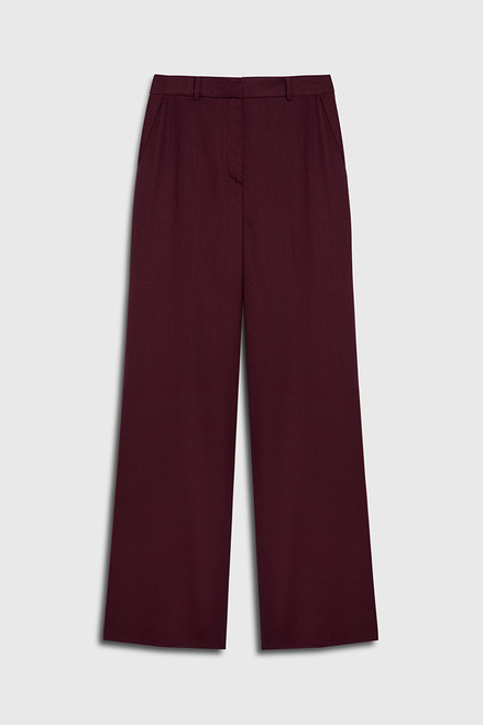 Cheverton Wide-Leg Trousers Plum Wool Crepe