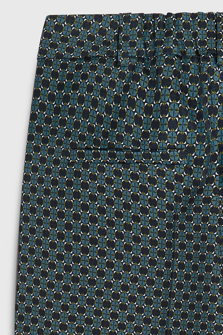 Orsola Trousers Blue Multicoloured Geo Print Stretch Cotton