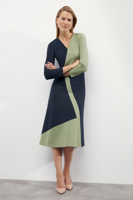 Octavia Dress Navy And Pistachio Stretch Ponte