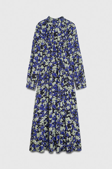 Lavinia Dress Navy Multicolour Abstract Print Silk