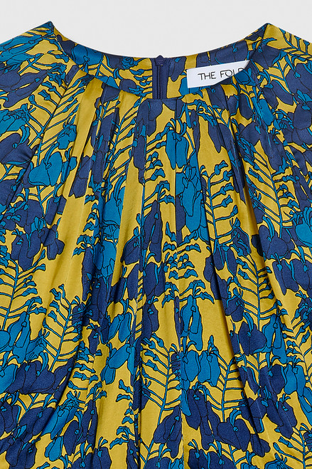 Arienzo Midi Dress Chartreuse And Navy Satin