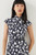 Mirabello Dress Navy And Ivory Abstract Print Crepe
