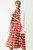Liberta Dress Terracotta Red And Ivory Wave Print Silk