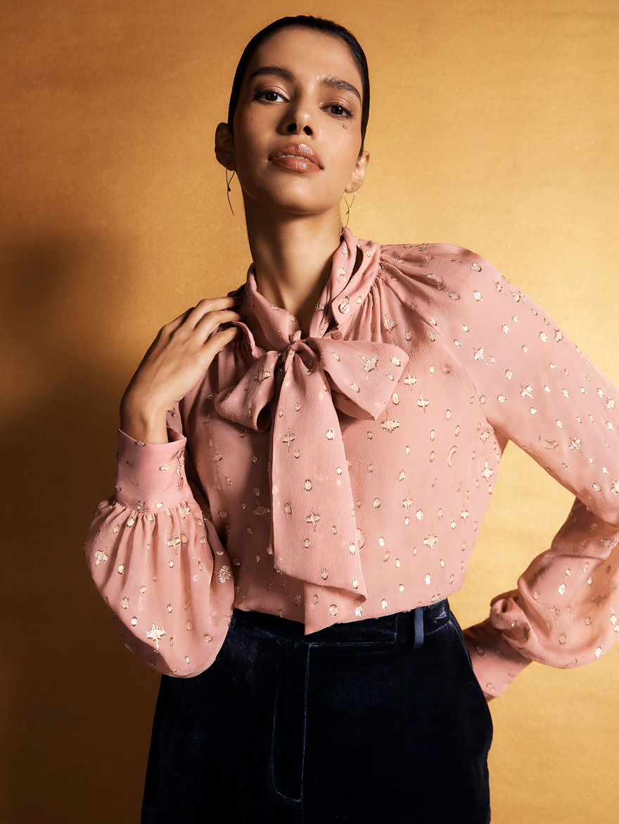 Model wearing Lusia blouse