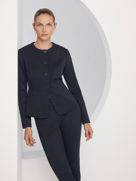 Model wearing suede suiting